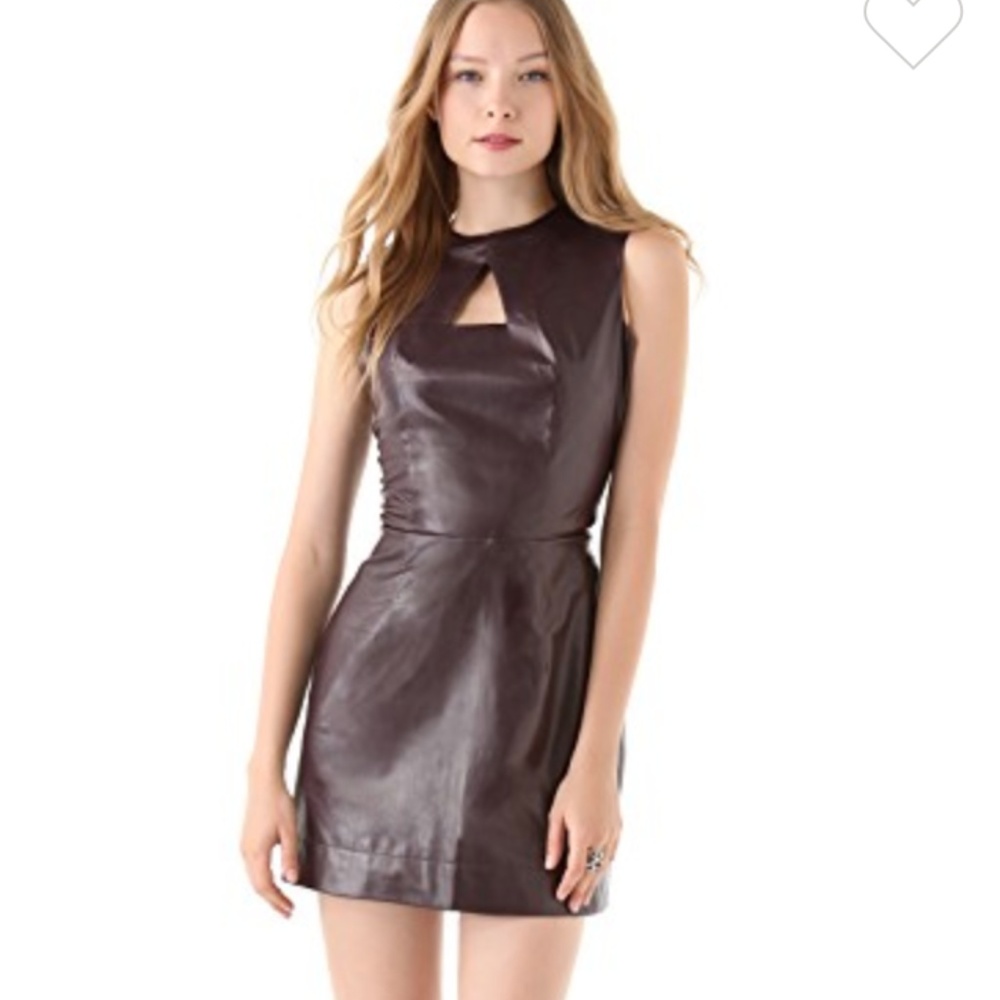 Porter Grey Cutout Leather Dress in Burgundy